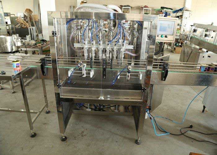 Full Automatic Liquid Bottle Linear Filling Machine, Oil Tin Can Filling Machine